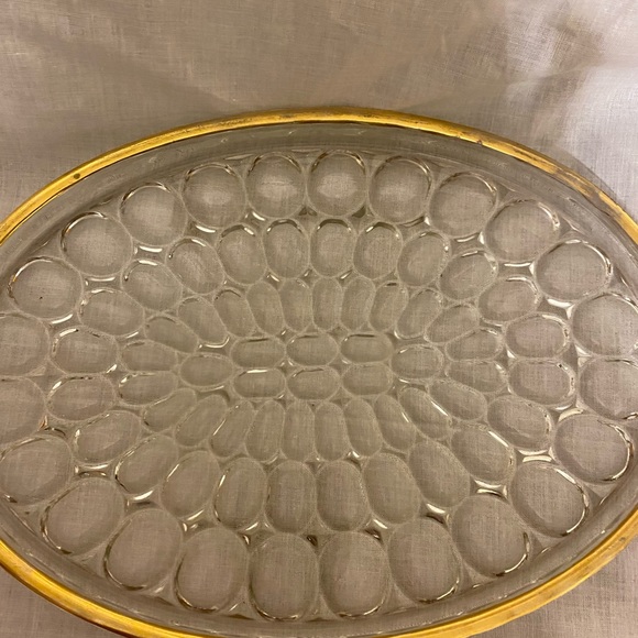 Vintage Jeanette Glass Thumbprint Oval Tray - Picture 2 of 4